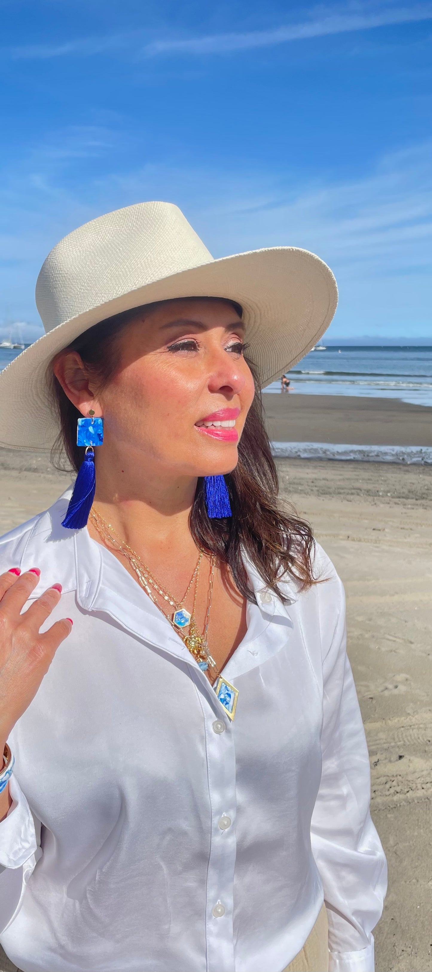 Ocean Vibes Hand Painted Tassel Earrings