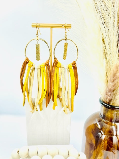 Boho ombré leather earrings
