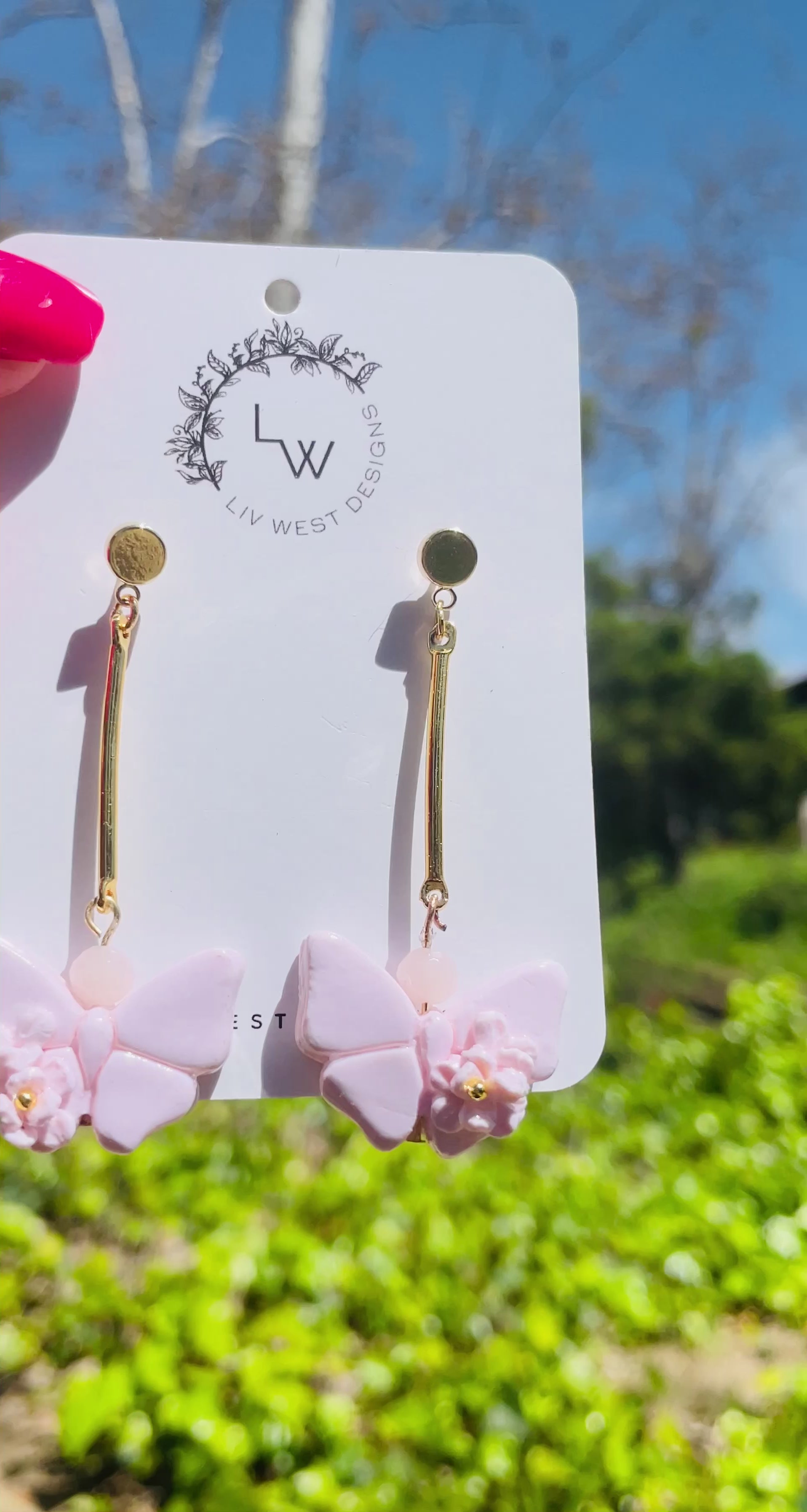 Long Bar Butterfly Earrings 