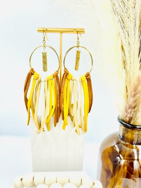 Boho ombré leather earrings 